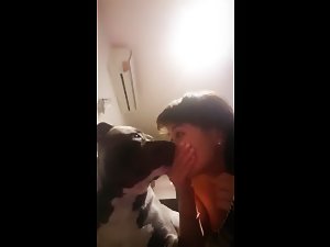Kissing dog