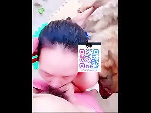Chinese couple and dog threesome