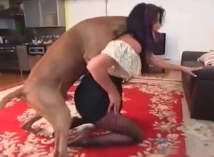 Tight pussy licked by a trained animal