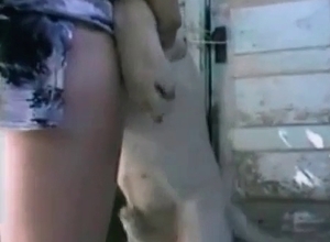 Owner and hunter are enjoying outdoor bestiality