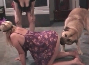 Owner and dog in the awesome oral animality